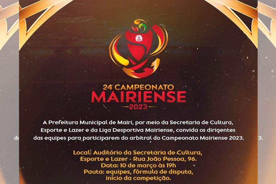 Mairi | Arbitral do Campeonato Mairiense será realizado nesta sexta (10)