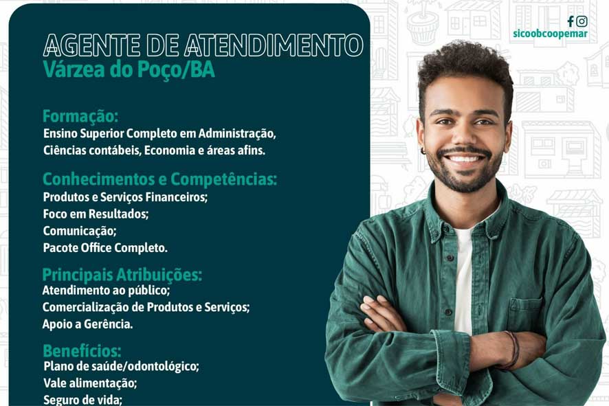 Sicoob Coopemar abre vaga de Emprego nas cidades de Serrolândia/BA e Várzea do Poço/BA