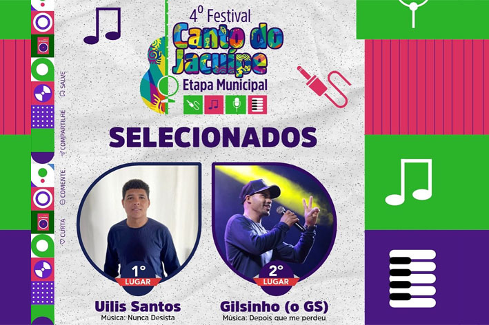 Uilis Santos e Gilsinho (o GS), foram os selecionadas na Etapa Municipal do Festival de Música em Pintadas