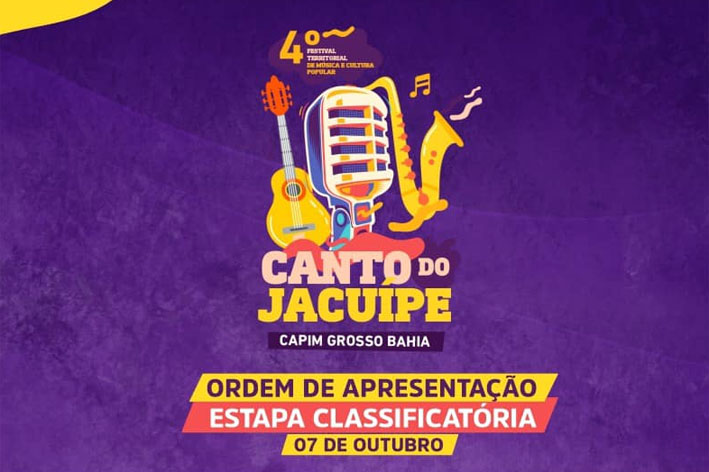 Divulgado a ordem de apresentações das canções no Canto do Jacuípe