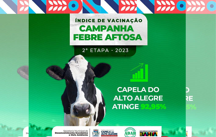 Capela do Alto Alegre atingiu 92,95% de índice de vacinação durante a segunda etapa da Campanha de Febre Aftosa de 2023