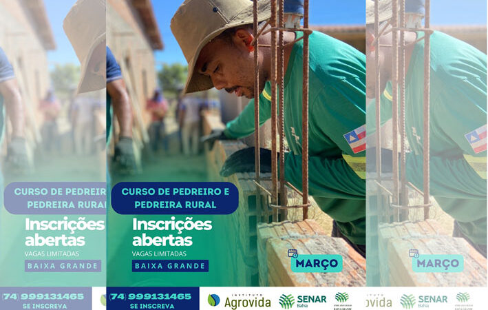 Instituto Agrovida abre inscrição para Curso de Pedreiro em Baixa Grande