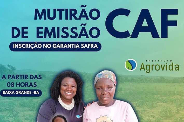 Instituto Agrovida anuncia Mutirão de CAF para os dias 14 e 15 de Março em Baixa Grande