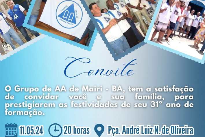 Grupo AA celebra em Maio seus 31 anos de formação em Mairi