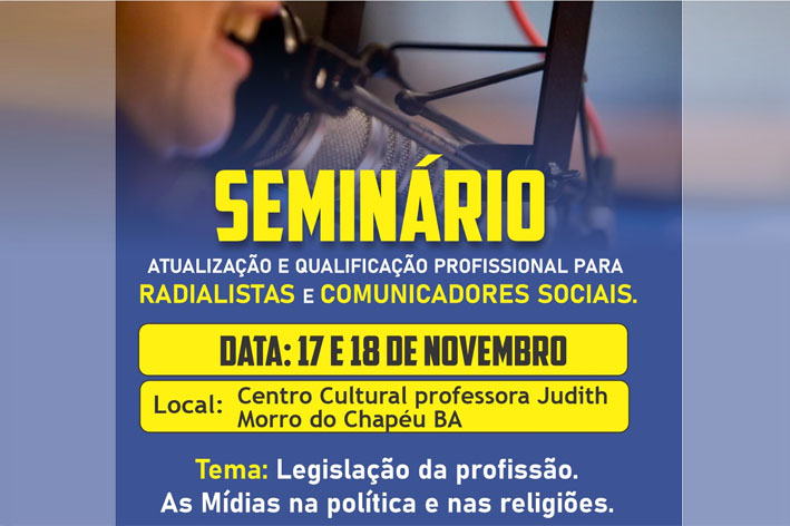 Em novembro tem, Morro do Chapéu sediará Curso de atualização Radialista em novo Novembro