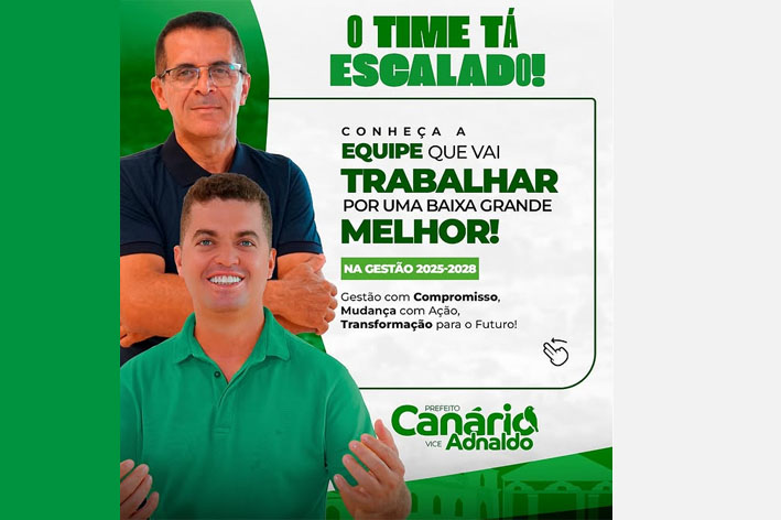 Prefeito eleito em Baixa Grande apresenta a equipe de secretariados que irão assumir a pasta nas 7 secretarias municipais