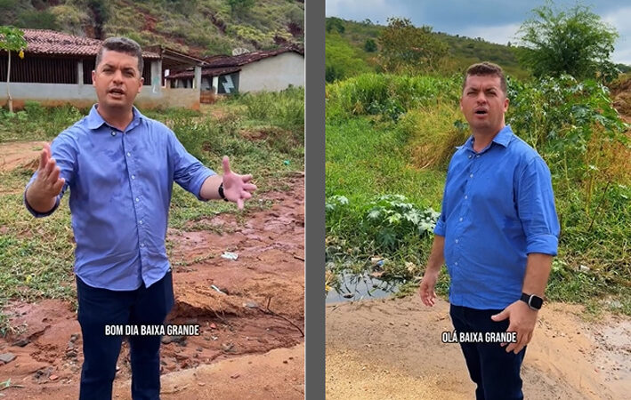 Prefeito de Baixa Grande visita dois pontos no Riacho do Salgadinho que pode trazer danos ao moradores
