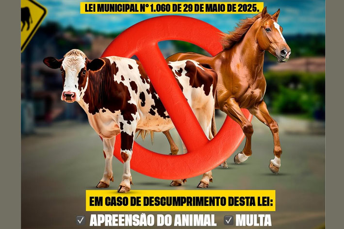 Sancionada Lei que Proíbe a permanência e a circulação de animais de grande porte em vias públicas de Mairi