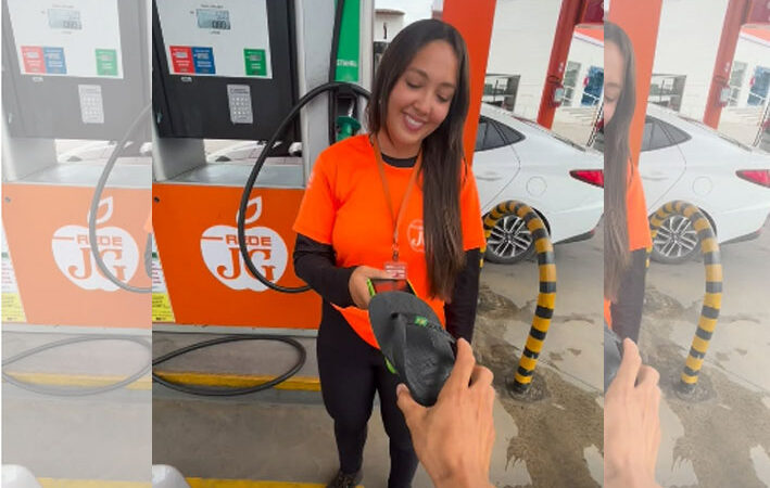 Humorista paga com “Sandália Card” e surpreende frentistas do Posto da Rede JG