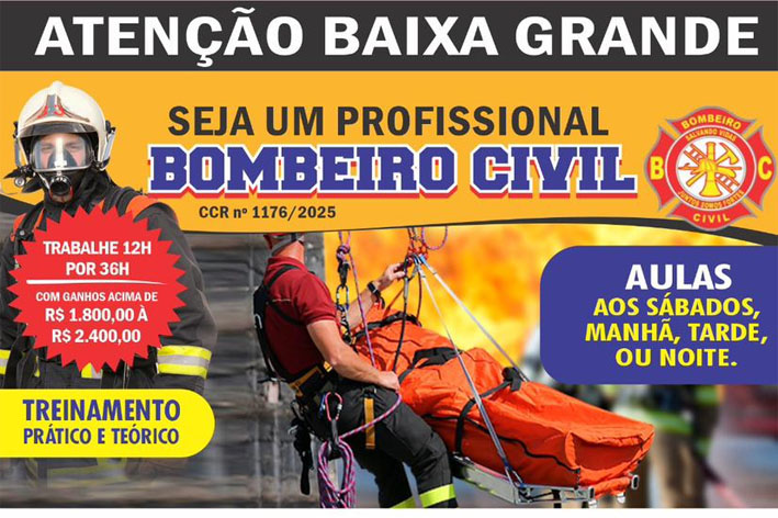 Curso de Bombeiro Civil abre 80 vagas em Baixa Grande; matrículas começam nesta sexta (13)