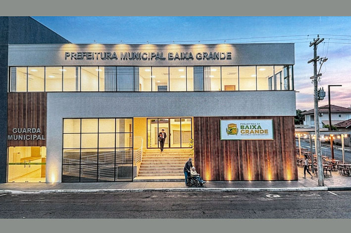 Maquete em 3D revela como ficará a fachada da Prefeitura de Baixa Grande após reforma e ampliação