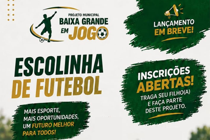 Escolinha de Futebol da Prefeitura de Baixa Grande abre inscrições