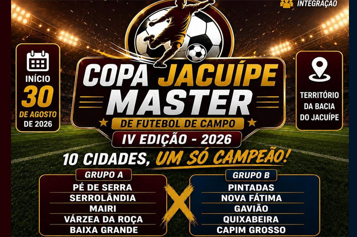 IV Copa Master da Bacia do Jacuípe começa no próximo dia 30 com participação de 10 seleções