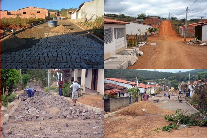 Prefeitura de Baixa Grande mantém quatro frentes de trabalho com calçamento, duas na sede e duas na zona rural
